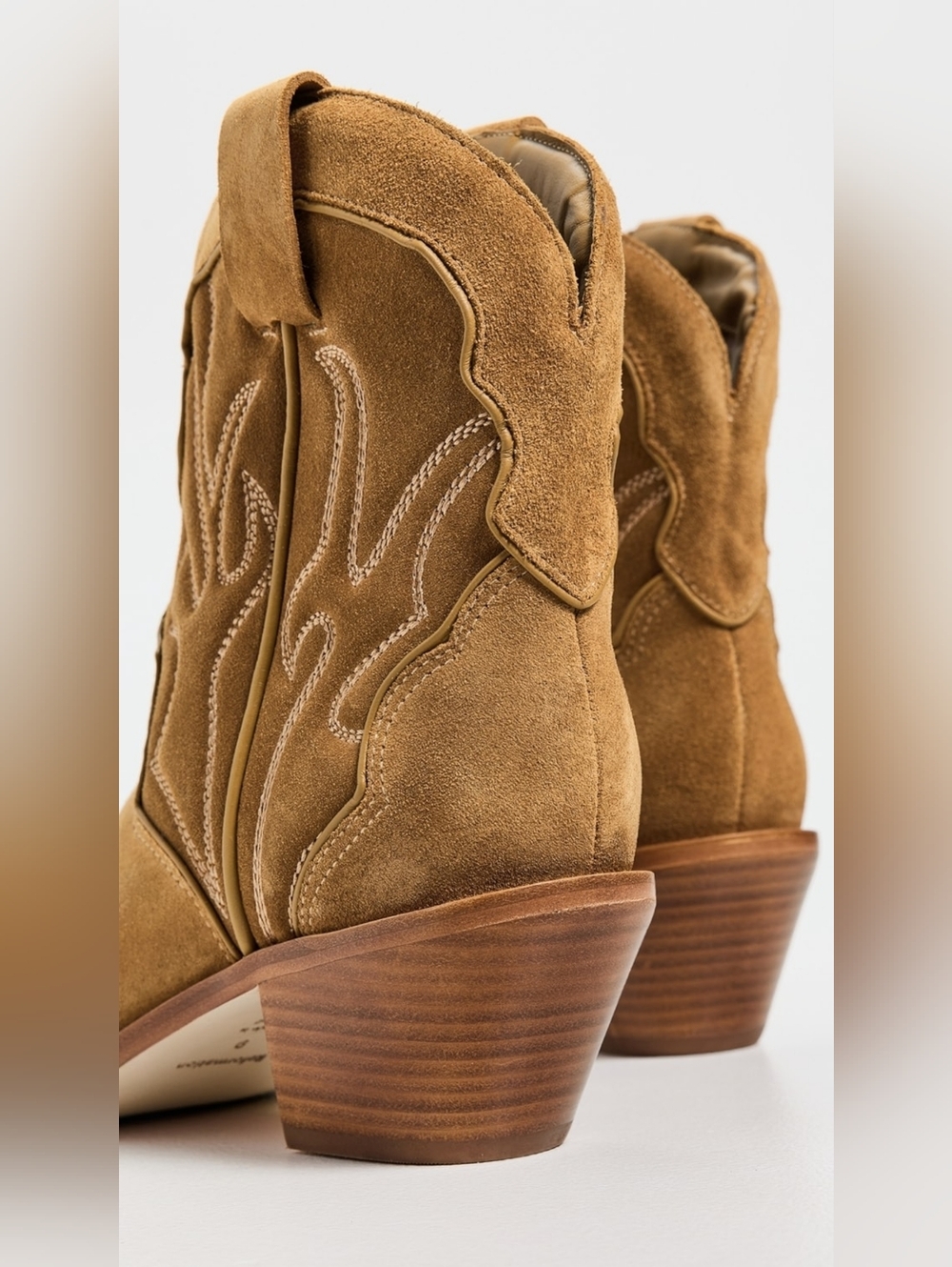 Reformation Otto Mini Western Tan Suede Western Ankle Booties Boots Size 9 - Picture 2 of 12